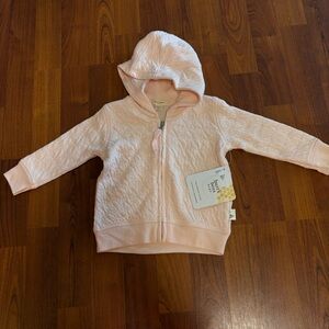 Burt's Bees Light Pink Quilted Hooded Zip Jacket